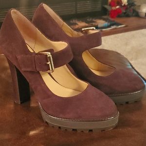 Michael Kors Brown Suede Platform Mary Janes